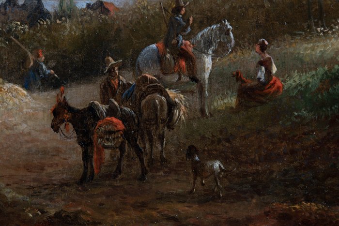 Hendrik Dirk Kruseman van Elten (1829-1904) - Landschap met Reizigers - no reserve