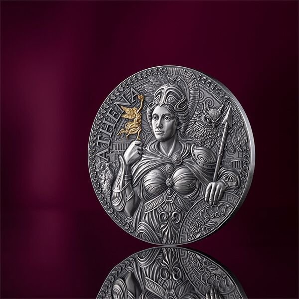 Cameroun. 2000 Francs 2024 Athena - The Great Greek Mythology - Antique Finish, 2 Oz (.999)