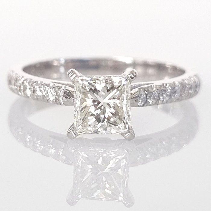 Forlovelsesring - 14 karat Hvidguld -  123ct tw Diamant (Natur)