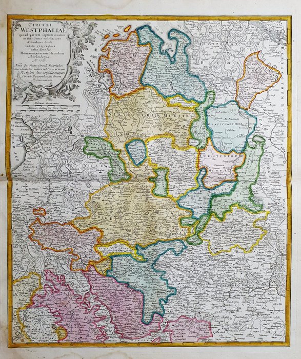 Europa - Tyskland / Köln / Bielefeld / Bochum / Dortmund / Gelsenkirchen / Münster; Johann Baptist Homann - Circuli Westphaliae - 1701-1720