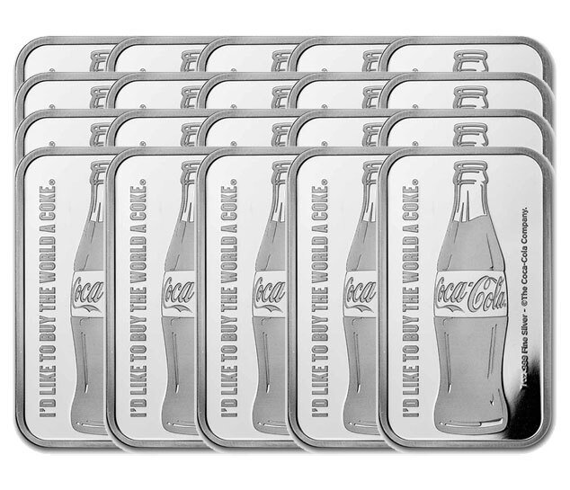 20 Troy Ounce - Sølv 999 - 20 x 1 oz Coca Cola