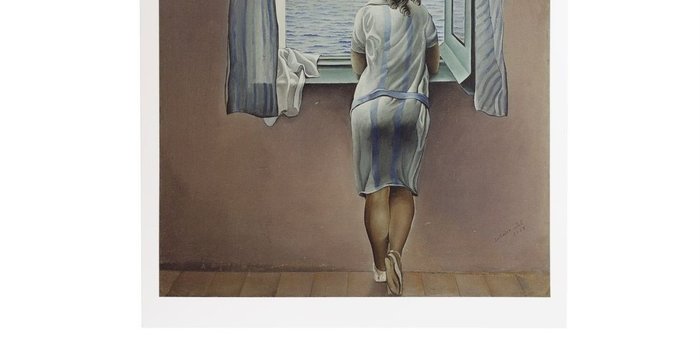 Salvador Dali - Cartel Dalí Figura en  una Ventana