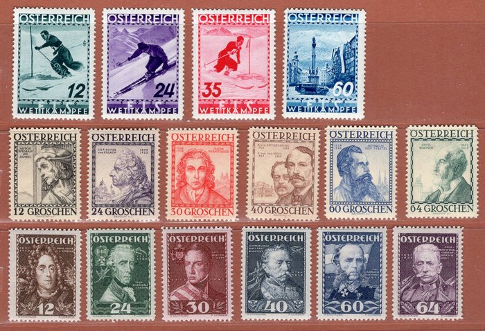 Østrig 1934/1936 - FIS II, bygmester, militærleder, hver komplet MNH