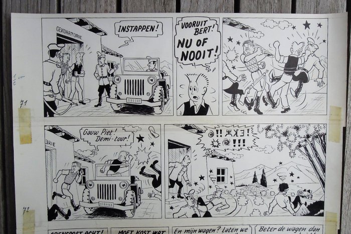 Pom - 1 Original page - Piet Pienter en Bert Bibber - Buldaarse Rhapsodie - 1958