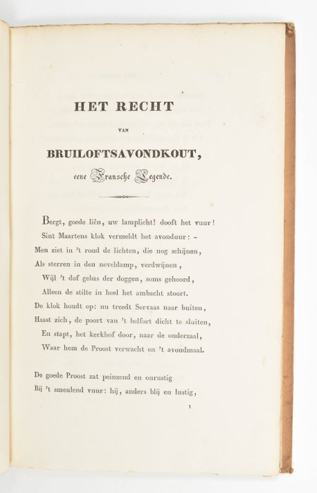 Jacob van Lennep - Het recht van bruiloftsavondkout - 1830