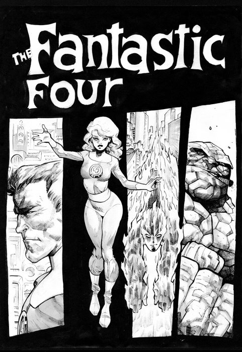 Domenech, Sergi Original Cover Recreation - Fantastic Four - Four Panel - Original Artwork - Hand Signed