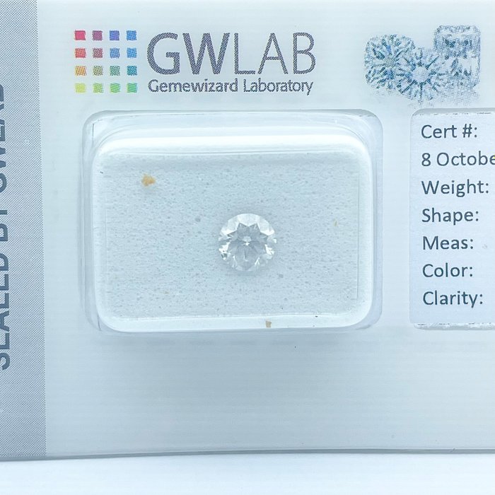 Ingen mindstepris - 1 pcs Diamant  (Natur)  - 0.50 ct - Rund - D (farveløs) - I1 - Gemewizard Gemological Laboratory (GWLab)