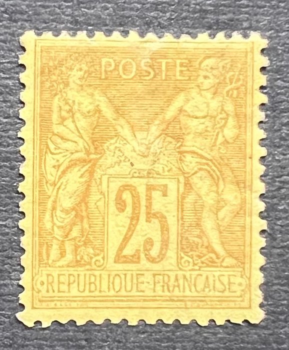 Frankrig 1879 - Klassisk Frankrig type Sage 25c bistre s gul - Yvert Tellier 92