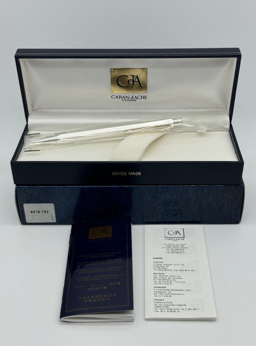 Caran d'Ache - Ecridor Chevron *with box and documents* Sealed! Silver Plated - Pen