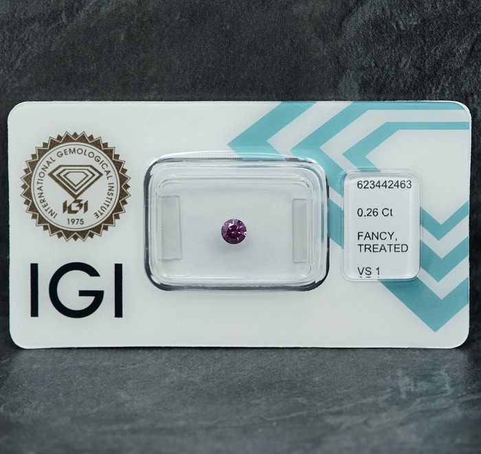 1 pcs Diamant  (Farvebehandlet)  - 0.26 ct - VS1 - International Gemological Institute (IGI)