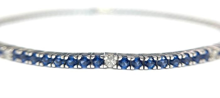 Ingen mindstepris - Armbånd - 18 kraat Hvidguld Safir - Diamant