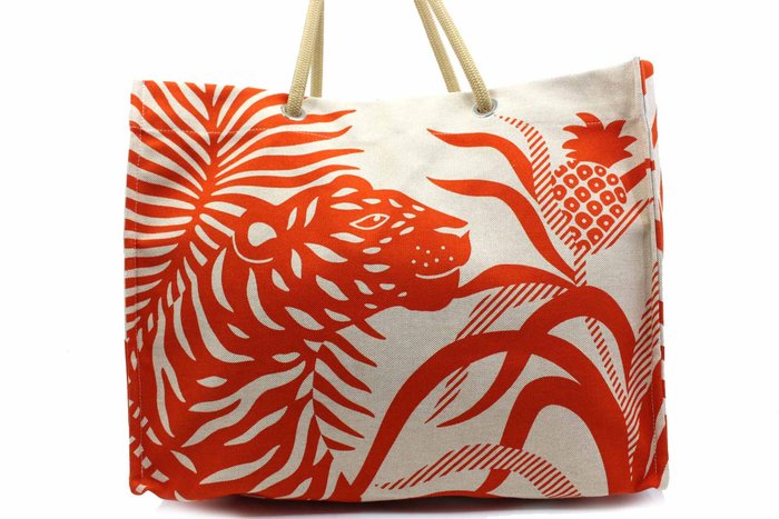 Hermès - Hermes Tigre à l'Ananas Shopping Tela Beige - Mulepose