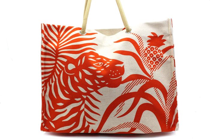 Hermès - Hermes Tigre à l'Ananas Shopping Tela Beige - Mulepose