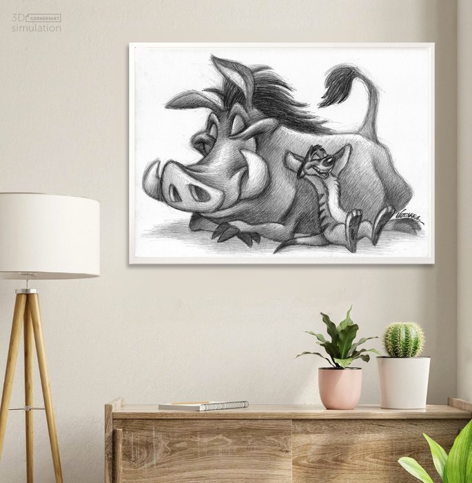 Joan Vizcarra - Timon  Pumba: A Relax Moment [The Lion King]  - Hakuna Matata - Original Pencil Drawing