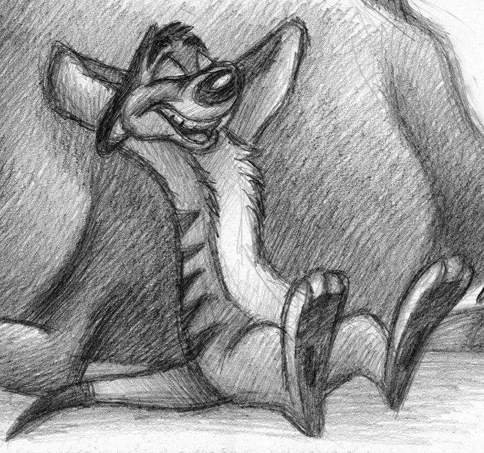 Joan Vizcarra - Timon  Pumba: A Relax Moment [The Lion King]  - Hakuna Matata - Original Pencil Drawing