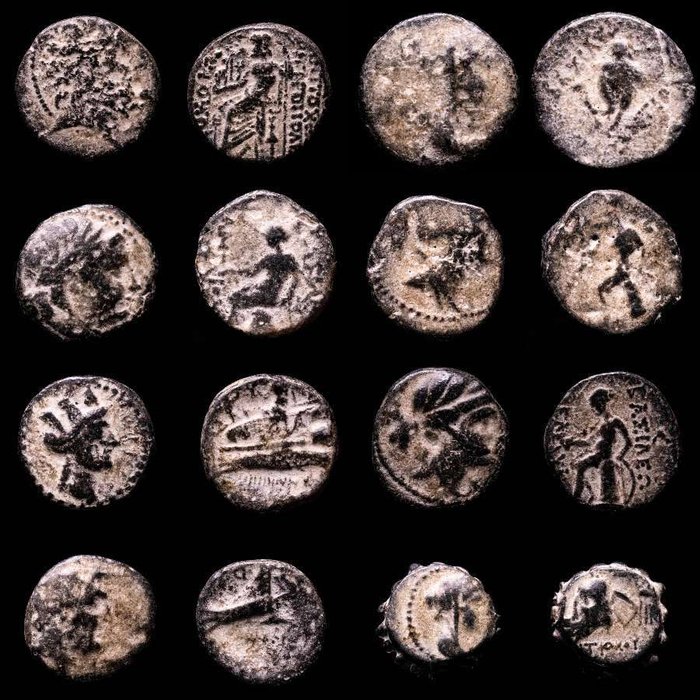 Seleukiderne. Lot of eight (8) bronze coins Middle East, and at the height of its power included central Anatolia, the Levant, Mesopotamia,  (Ingen mindstepris)