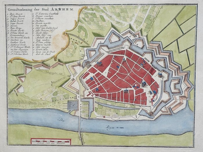 Europa - Holland / Arnhem; H de Leth - Grondteekening der Stad Arnhem - 1740