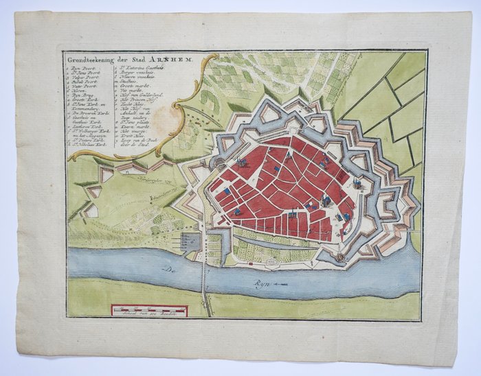 Europa - Holland / Arnhem; H de Leth - Grondteekening der Stad Arnhem - 1740