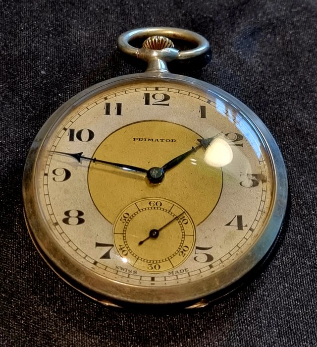 Primator - Schweizer guillochierte Art Deco Taschenuhr - 1901-1949