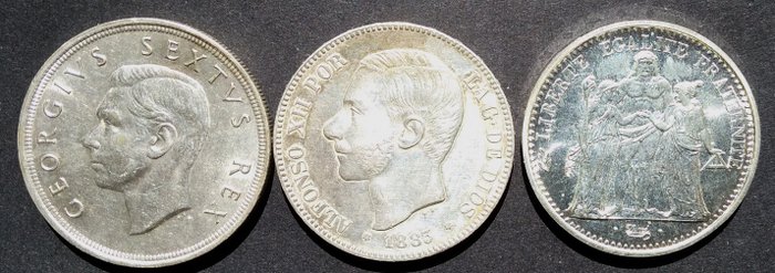 Verden Lot of 5 Shillings/5 Pesetas/10 Francs 1973  (Ingen mindstepris)