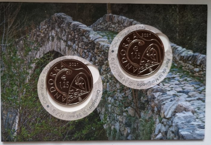 Andorra 125 Euro / 2 Euro 2021 (incl 2 euro "Meritxell") (3 munten) Proof + BU  (Ingen mindstepris)