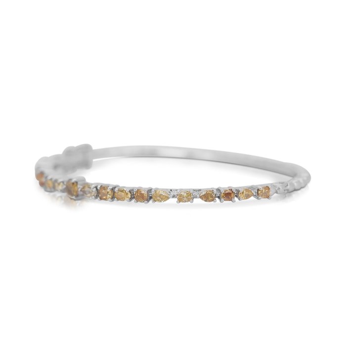 Armbånd - 14 karat Hvidguld -  3.42ct. tw. Blandede farver Diamant (Naturfarvet)