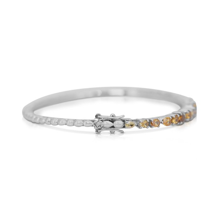 Armbånd - 14 karat Hvidguld -  3.42ct. tw. Blandede farver Diamant (Naturfarvet)