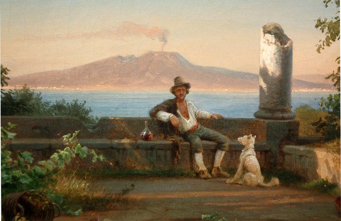 Frederik Niels M. Rohde (1816-1886) - View from a terrace on the Gulf of Naples