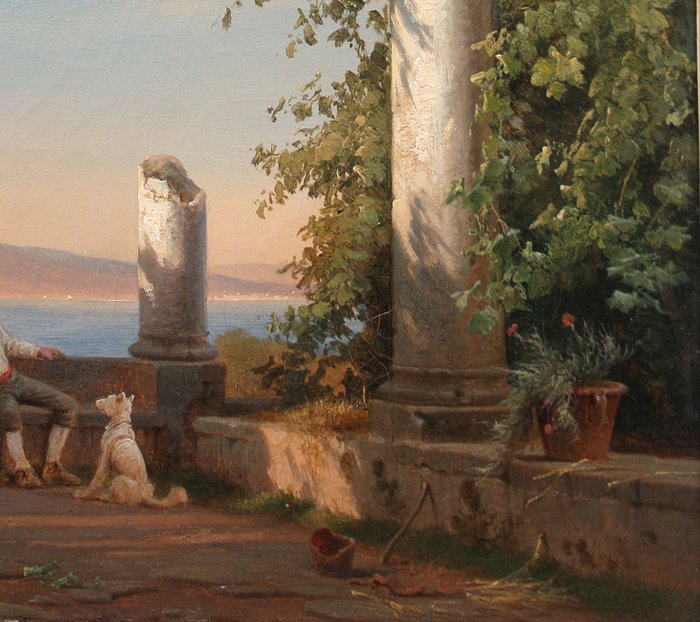 Frederik Niels M. Rohde (1816-1886) - View from a terrace on the Gulf of Naples