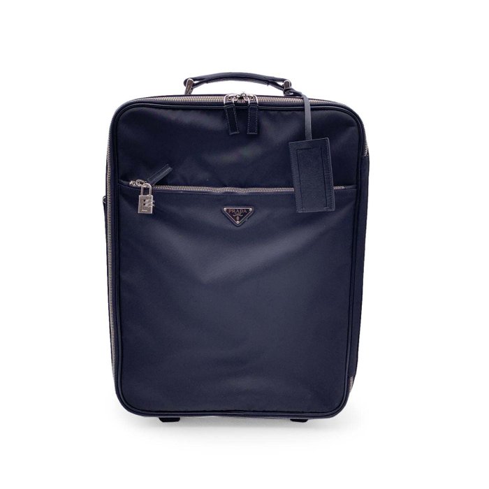 Prada - Black Nylon Rolling Suitcase Trolley Luggage Travel Bag - Kuffert med hjul