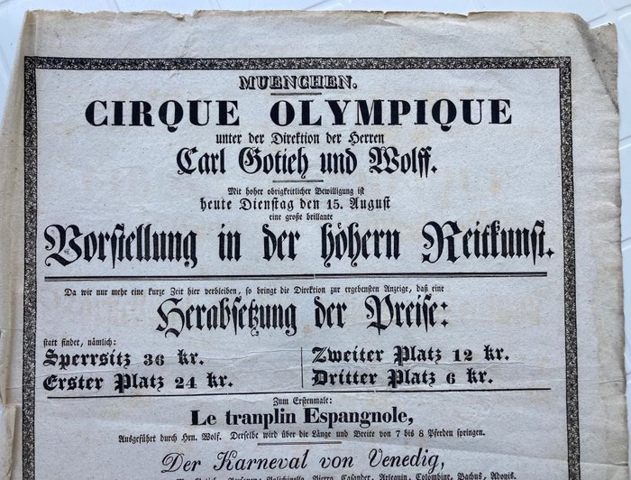 Gotieh / Wolff - Cirque Olympique (München) - Zirkusplakat  [Circus advertising] - 1830