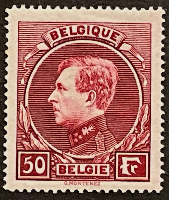 Belgien 1929 - Large Montenez - 50fr Pink-Wine Red - OBP 291D