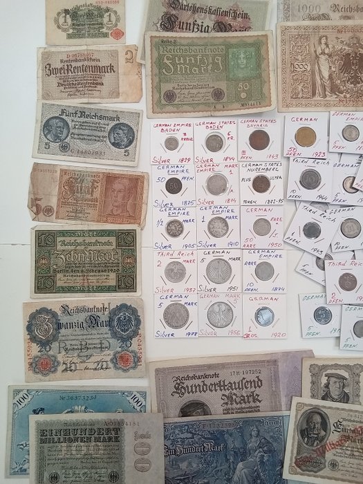 Tyskland, Det Tredje Rige, Tyskland, Emperie. Frederik August I. von Sachsen (1763-1827). Collection of coins and banknotes 1743 - 1950s  (Ingen mindstepris)