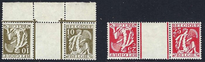 Belgien 1932 - Opretstående stempler med mellempanel type Ceres - OBP/COB KT13/14