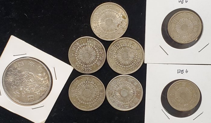 Japan. 50 Sen, 1000 Yen Lot of 8 coins, incl./ 1964 Tokyo Olympics  (Ingen mindstepris)