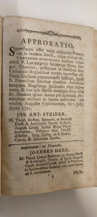 Scupoli, Lorenzo - Venerabilis Patris Laurentii Scupuli Clerici Regularis Theatini Certamen Spirituale, Seu Manuductio - 1781