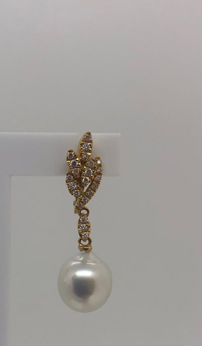 Statement øreringe SouthSea barokperler - gult guld 18K -  0.30ct. tw. Diamant (Natur)