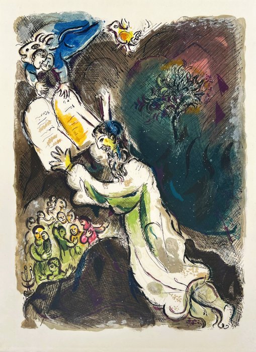 Marc Chagall (1887-1985) - He gave him Two Tables of the Testimonie even tables of stone written with the finger of God