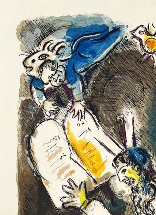 Marc Chagall (1887-1985) - He gave him Two Tables of the Testimonie even tables of stone written with the finger of God