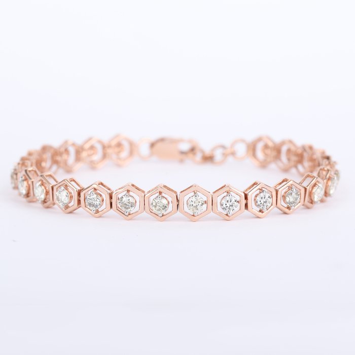 Armbånd - 14 karat Rosaguld -  2.50ct. tw. Diamant (Natur) - Rose guld diamantarmbånd