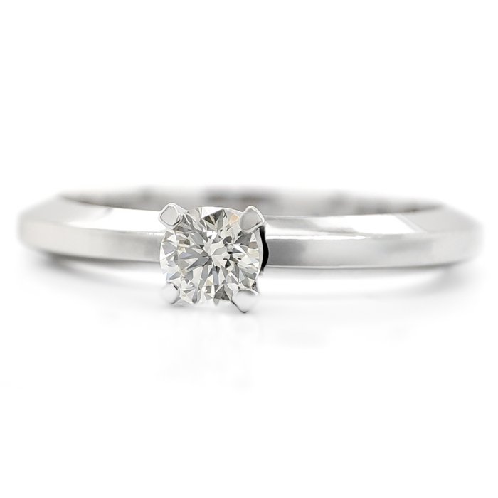 Ring - 14 karat Hvidguld -  0.20ct. tw. Diamant (Natur)