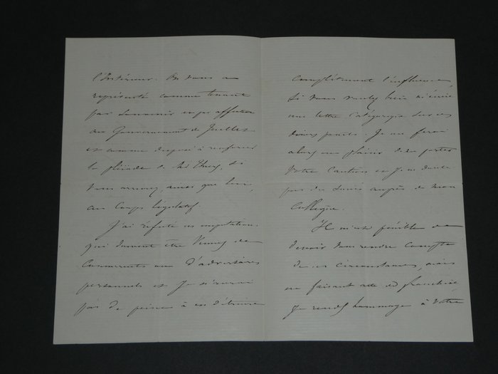 Achille Fould - Lettre autographe signée de 4 pages, "Gouvernement de Juillet" - 1862