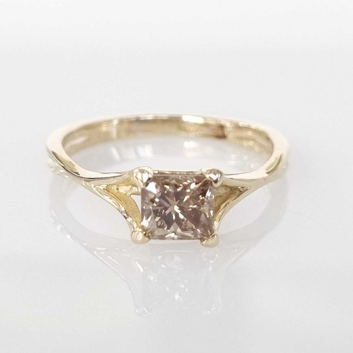 Forlovelsesring - 14 karat Gulguld -  102ct tw Brun Diamant (Naturfarvet)