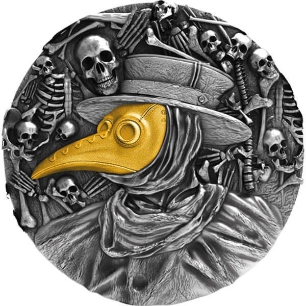 Niue 5 Dollars 2019 Mask of Plague Doctor - Antique Finish 2 Oz (999)  (Ingen mindstepris)