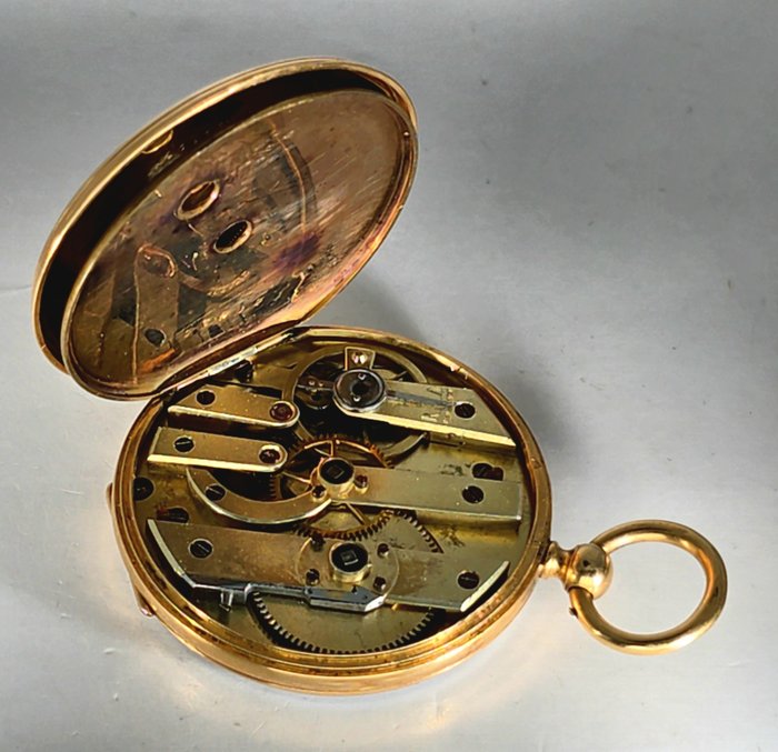 PF Raute - 18kt. Schmuck Taschenuhr - Feingravur - No Reserve Price - omkring 1870