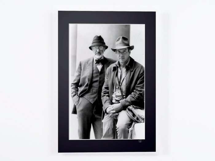 "Indiana Jones and the Last Crusade (1989)" - Sean Connery  Harrison Ford "Father  Son" - Fine Art Photography - Luxury Wooden Framed 70X50 cm - Limited Edition Nr 02 of 30 - Serial ID 16926 - Original Certificate (COA), Hologram Logo Editor and QR Code - 100% New items.