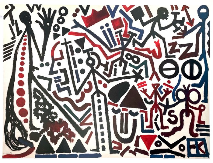 A.R. Penck (after) - Die Zufunkt Des Emigranten - Offset Lithography - Achenbach licensed print