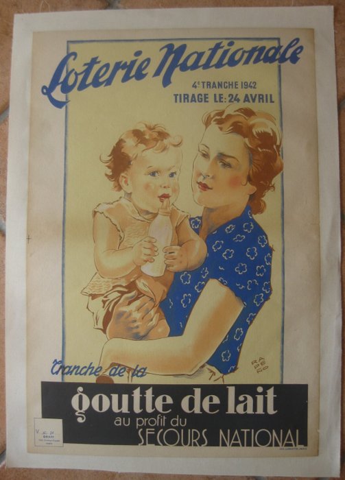 Rapeno - "la goutte de lait" loterie nationale  secours National 1942 - 1940‹erne