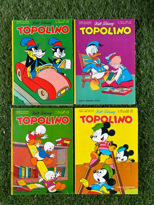 Topolino libretto nn 646, 652, 671, 991 - con allegati - 4 Album - Første udgave - 1968/1974