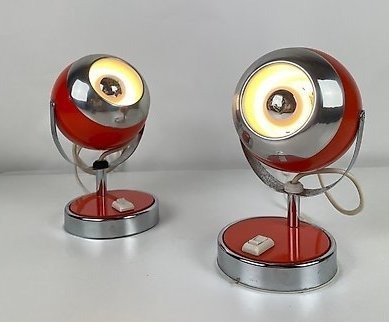 Bordlampe - Lakeret metal forkromet stål - Et par Eyeball lamper